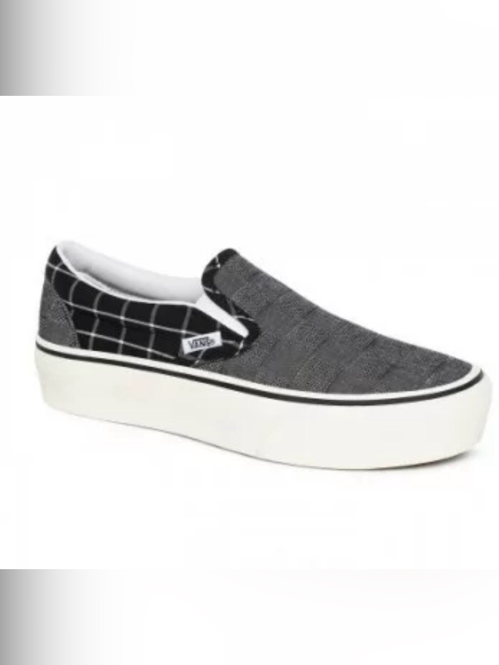 Vans Women’s Slip-On Platform in Black and Gray Plaid NWB Size 7